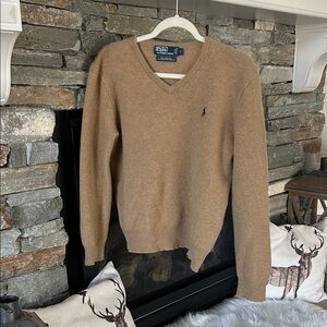 Polo by Ralph Lauren Women's Camel V-Neck Sweater